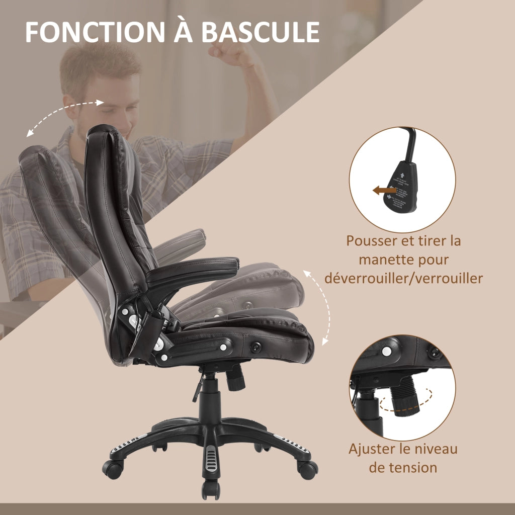 Poltrona da ufficio massaggiante e riscaldante elettrica ¨C zephmum ¨C rivestimento similpelle marrone