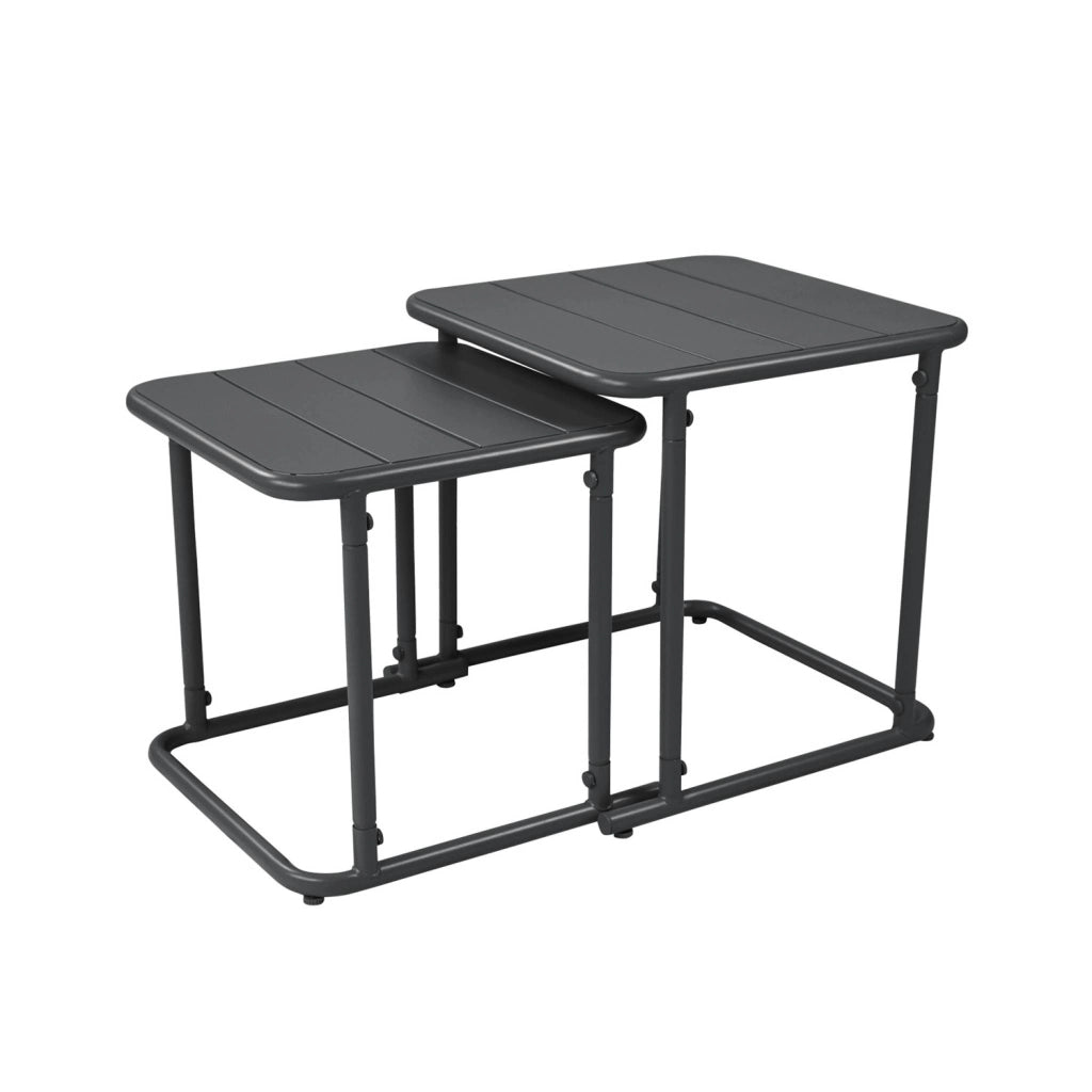 Set tavolini da esterno quadrati in acciaio, antracite