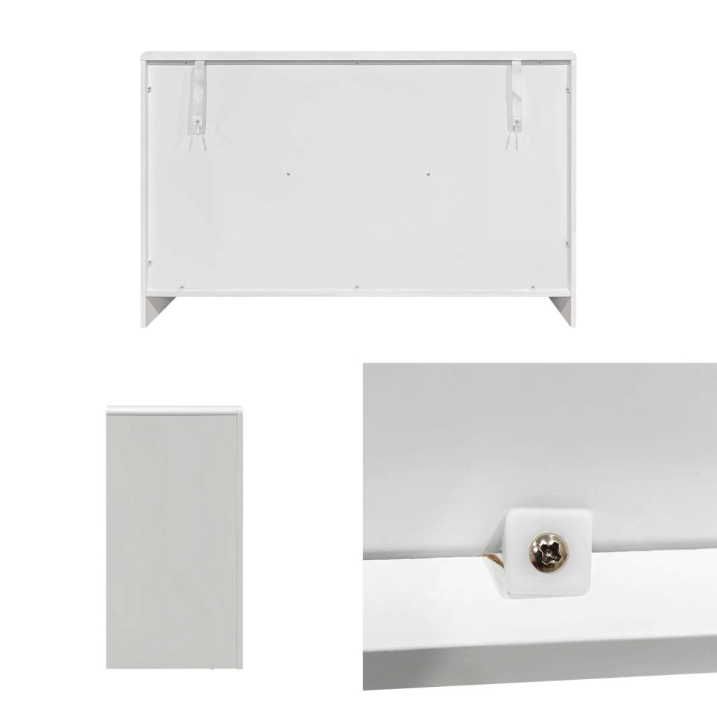 Credenza organica a 6 scomparti effetto legno, 120cm, bianco