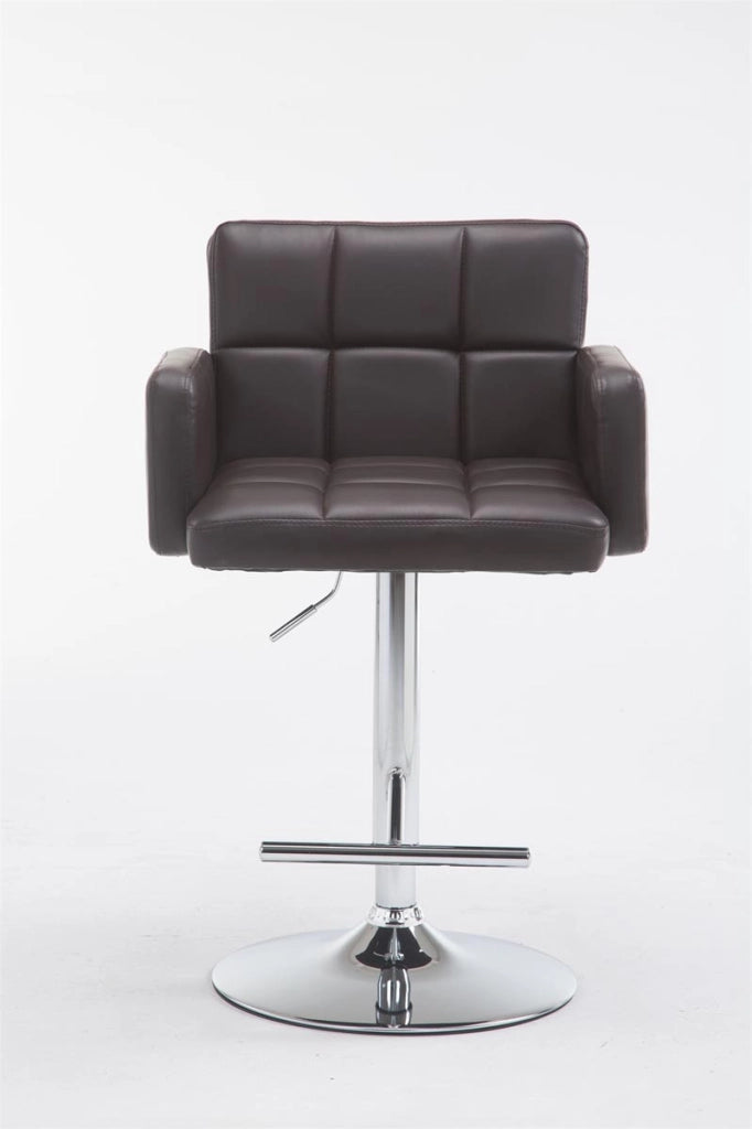 Sgabello Los Angeles in similpelle marrone,cromo
