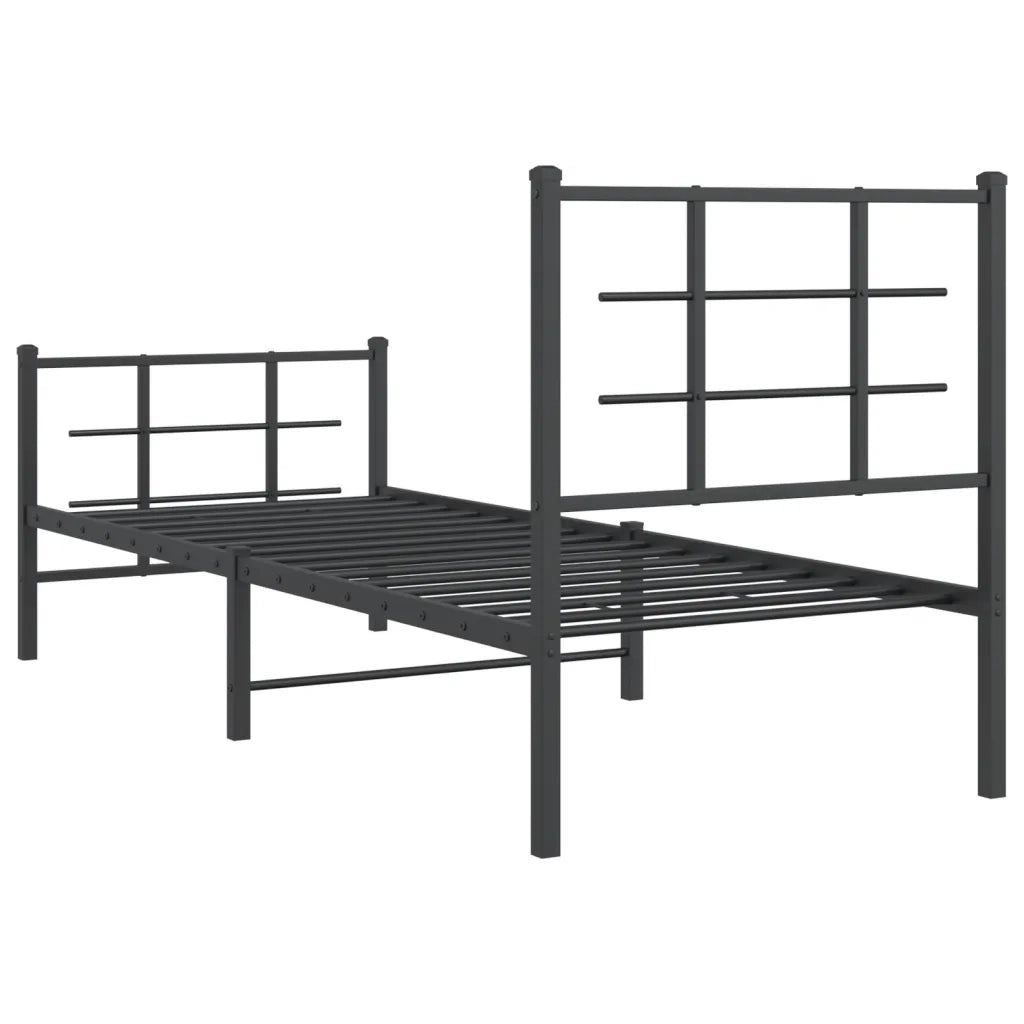 Giroletto con Testiera e Pediera Metallo Nero 75x190 cm 355569