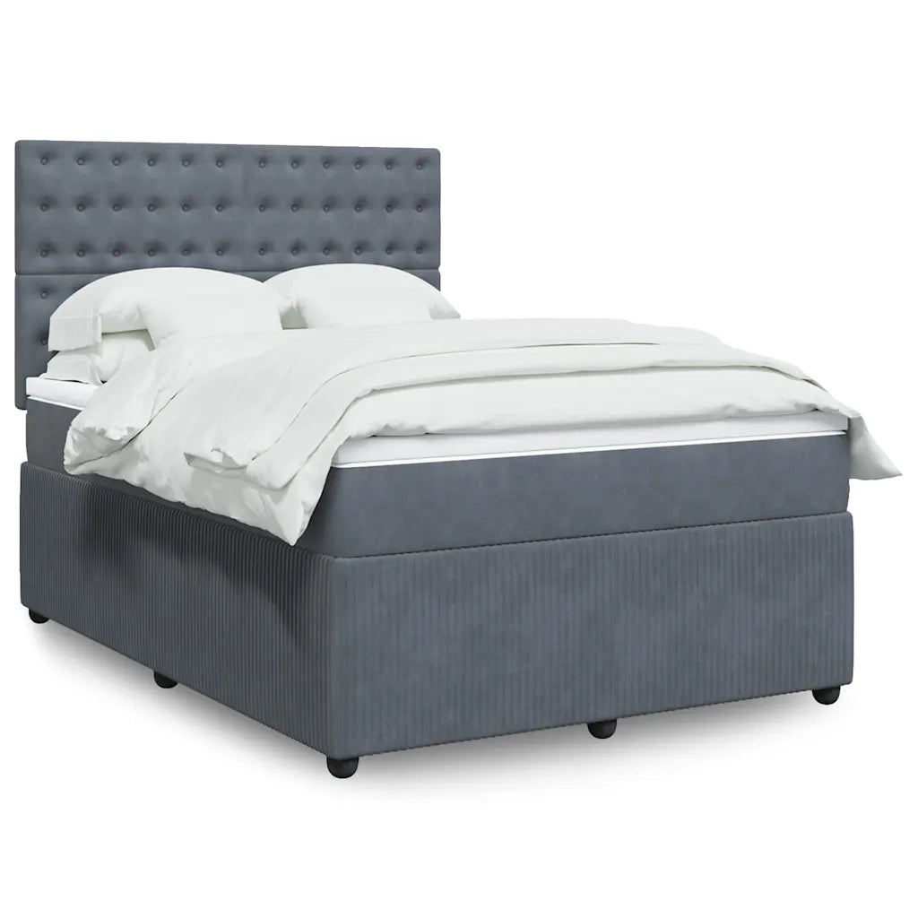 Giroletto a Molle con Materasso Grigio Scuro 140x200 cm Velluto 3294671