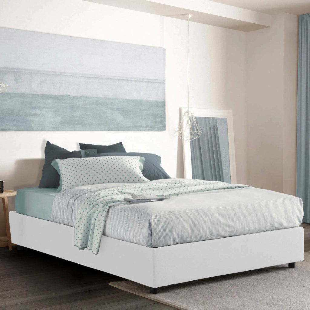 Letto Matrimoniale Alessander, Letto Matrimoniale Materasso Incluso Made in Italy, Bianco