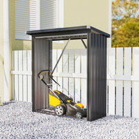 Capanno Portalegna 150x66.5x150 cm Base Rialzata e Tetto Inclinato in Acciaio Grigio Scuro