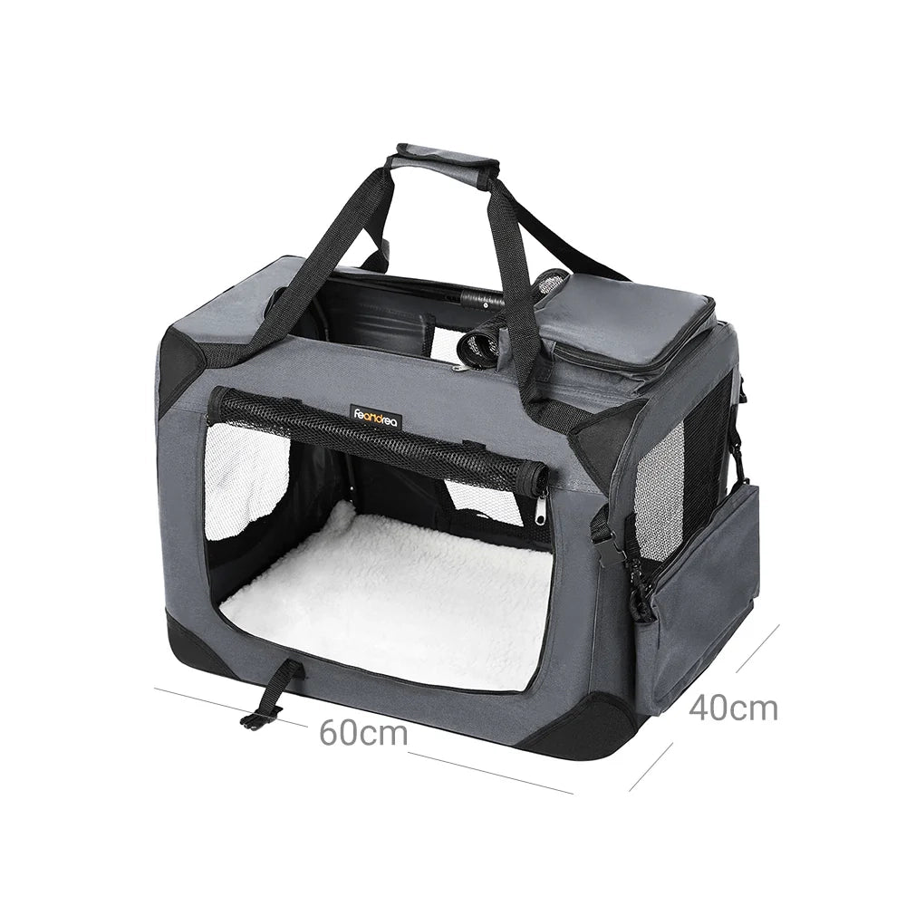 Trasportino per animali domestici/borsa per spedizioni/trasportino pieghevole per cani 60 x 40 x 40 cm grigio 12_0004768