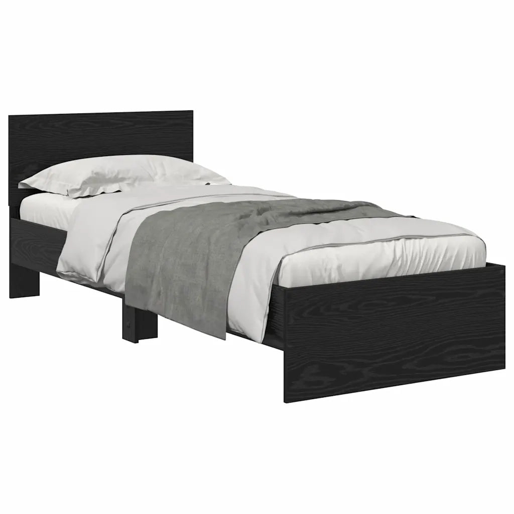 Struttura del letto Rovere Nero 75 x 190 cm Legno multistrato 885843