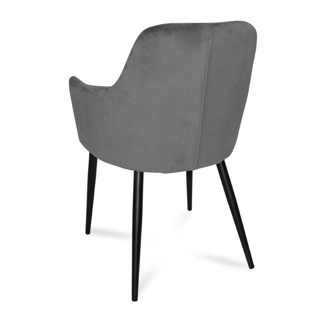 LÚZETE - POLTRONA GUNNAR IN VELLUTO GRIGIO CON GAMBE NERE