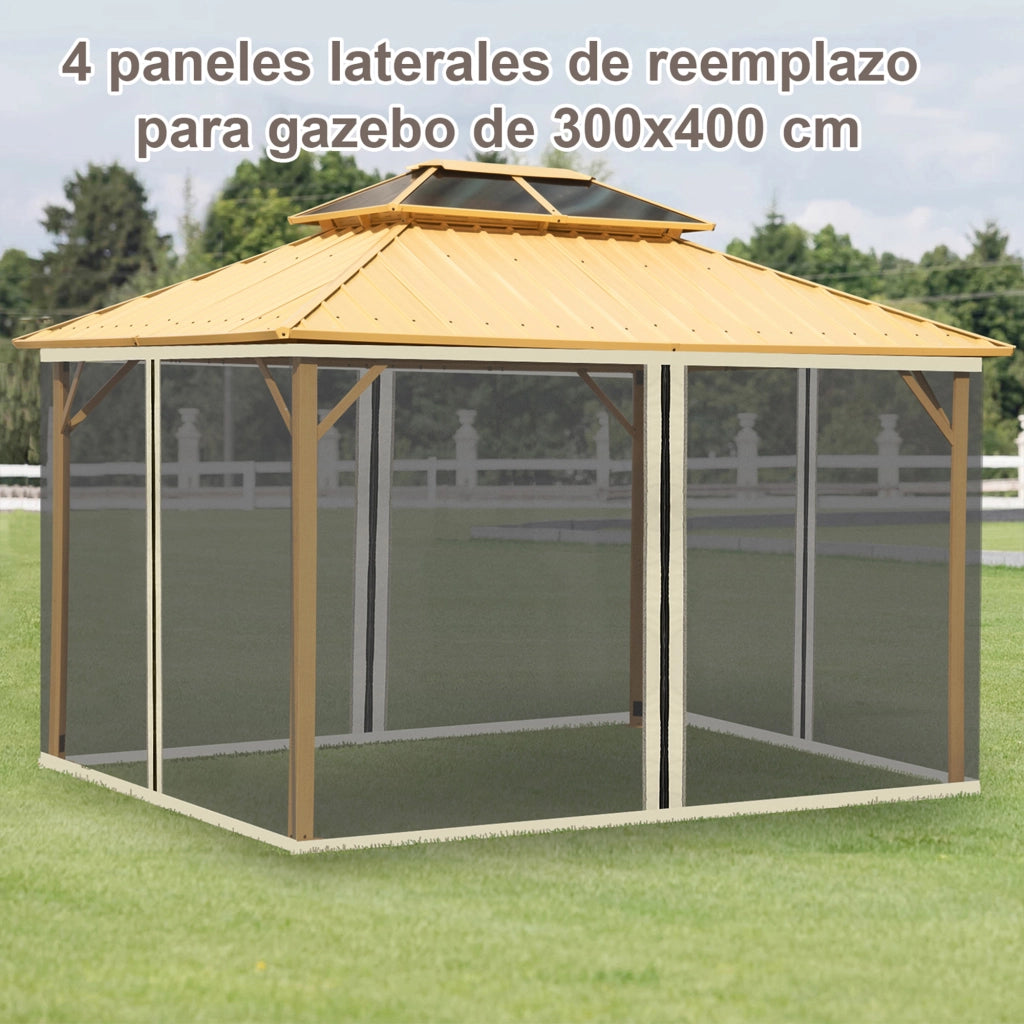 Pannelli Laterali per Gazebo con Zanzariera ¨C Xylo ¨C 4 Pezzi 3,5x2m Nero con Cerniere