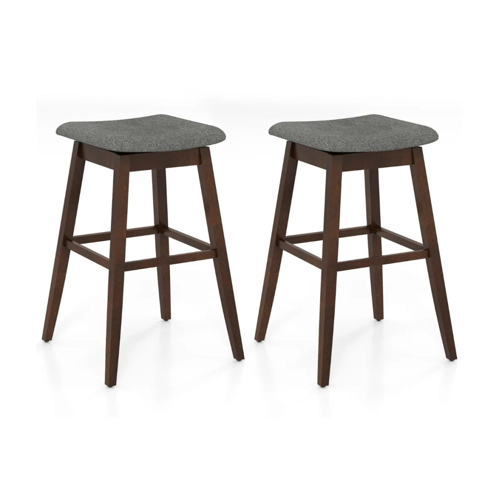 Set di 2 sgabelli da bar girevoli 50 x 50 x 76 cm comfort ergonomico stile rustico realizzati in legno di caucciù grigio e marrone 20_0011807