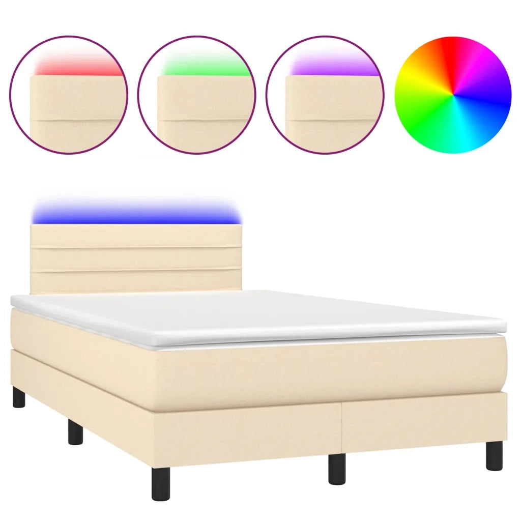 Letto a Molle con Materasso e LED Crema 120x190 cm in Tessutocod mxl 91743