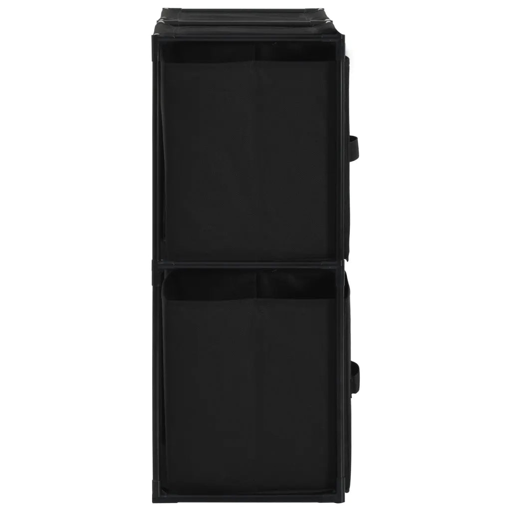Armadietto con 4 Cesti in Tessuto Nero 63x30x71 cm Acciaio 282462