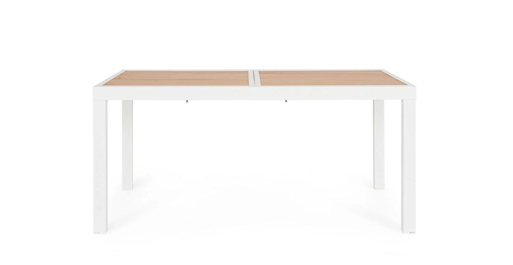 Tavolo Allungabile da Esterno 160-240x90x75h cm in Alluminio e Polywood Hilija Naturale e Bianco