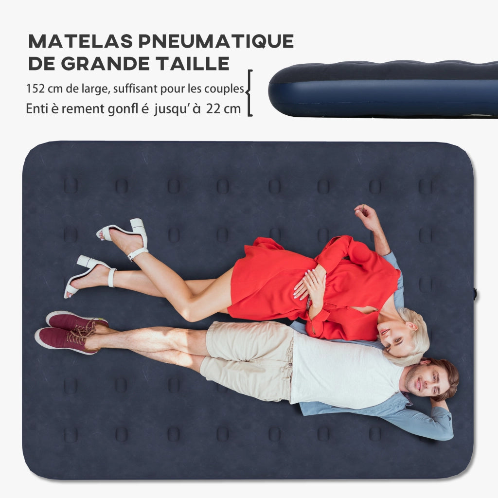 Materasso gonflabile 2 persone con pompa a mano ¨C zephmum ¨C blu