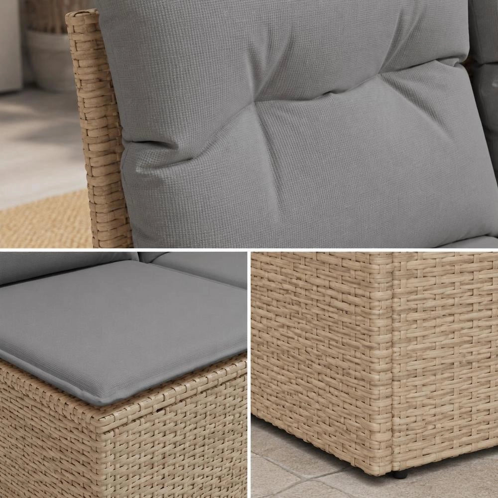 Garden Sofa Without Armrests With Cushions Beige Poly Rattan