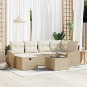 Set di divani con cuscino 7 pcs Beige e Crema polyrattan