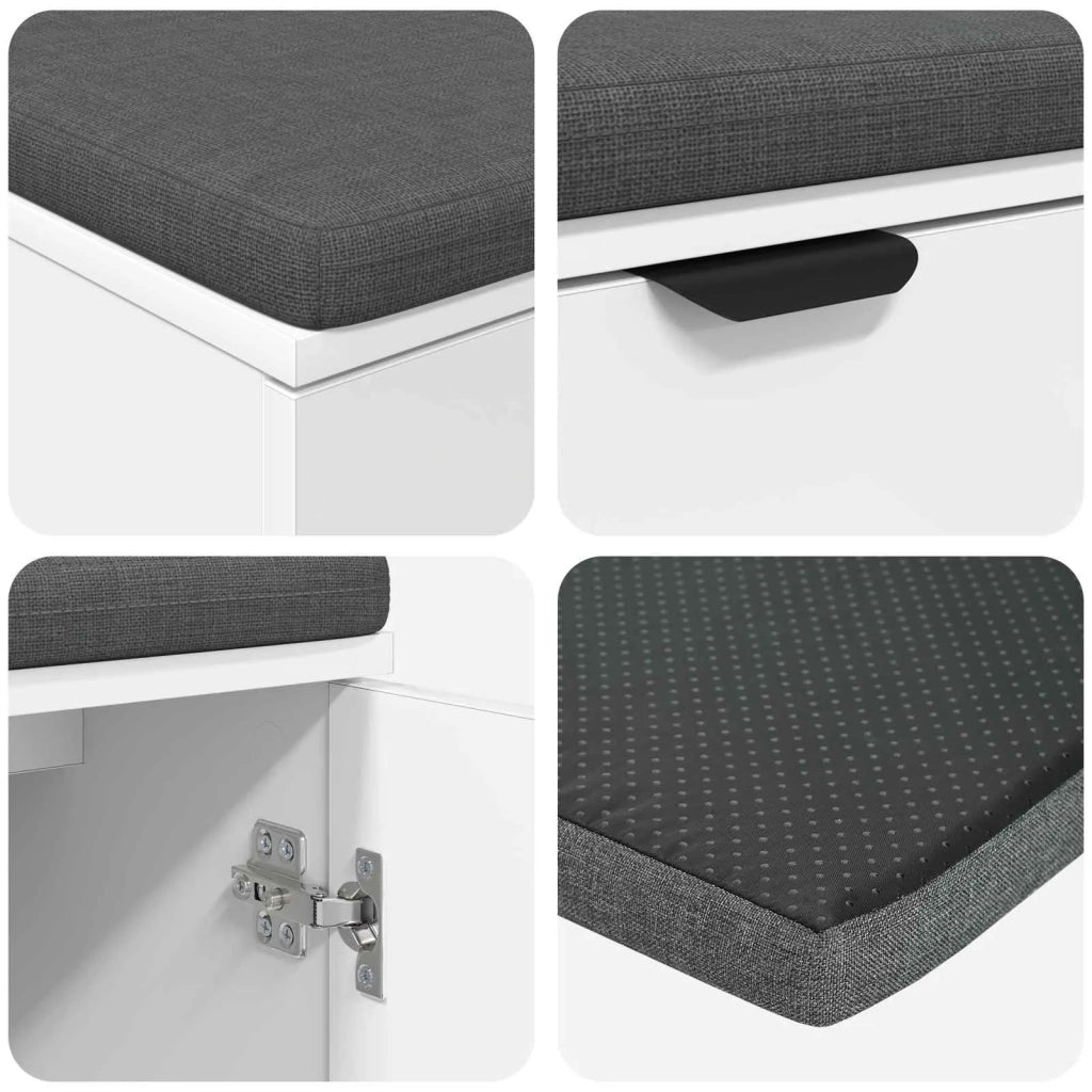 Panca per ingresso con cuscino con porta Bianco 80 x 38 x 46 cm