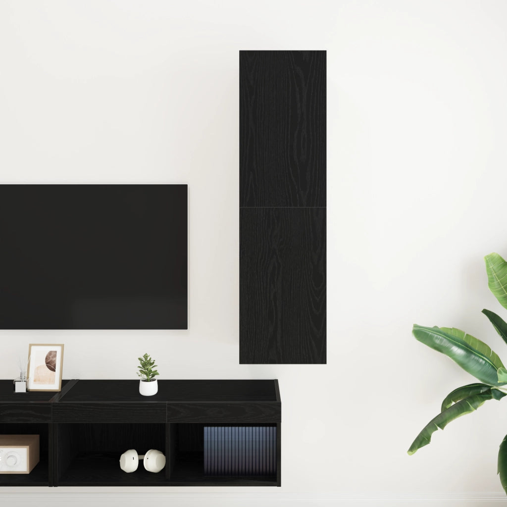 Mobile TV Nero Rovere 30,5x30x110 cm Legno ingegnerizzato