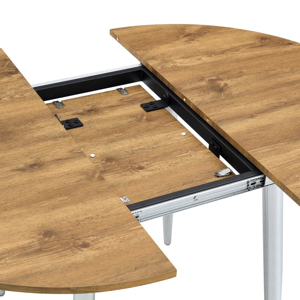 Tavolo da pranzo allungabile rotondo con piano estensibile e gambe in metallo per sala da pranzo in MDF color legno
