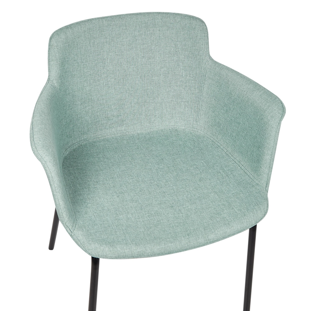 Set di 2 sedie da pranzo con rivestimento in poliestere verde menta e gambe in metallo nere stile moderno