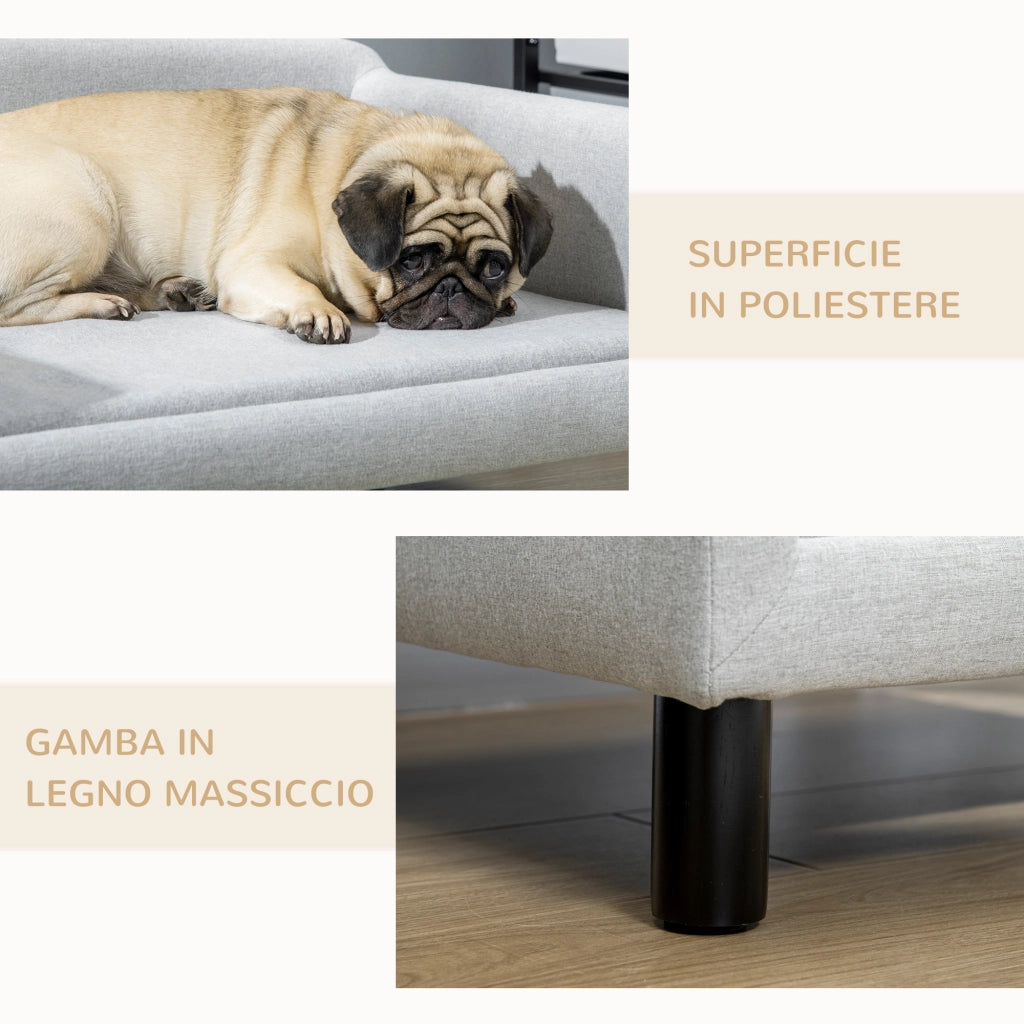 Divano per Cani Vellutato con Cuscino ¨C Zephmum ¨C Grigio Chiaro 82x54x36 cm