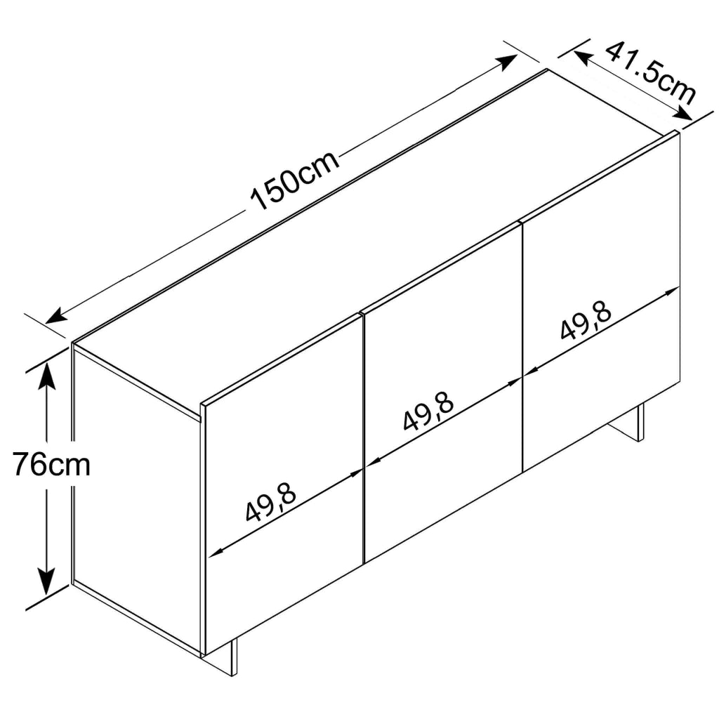 Madia Moderna 3 ante in Legno Composito cm 150x40x76 - ABEL