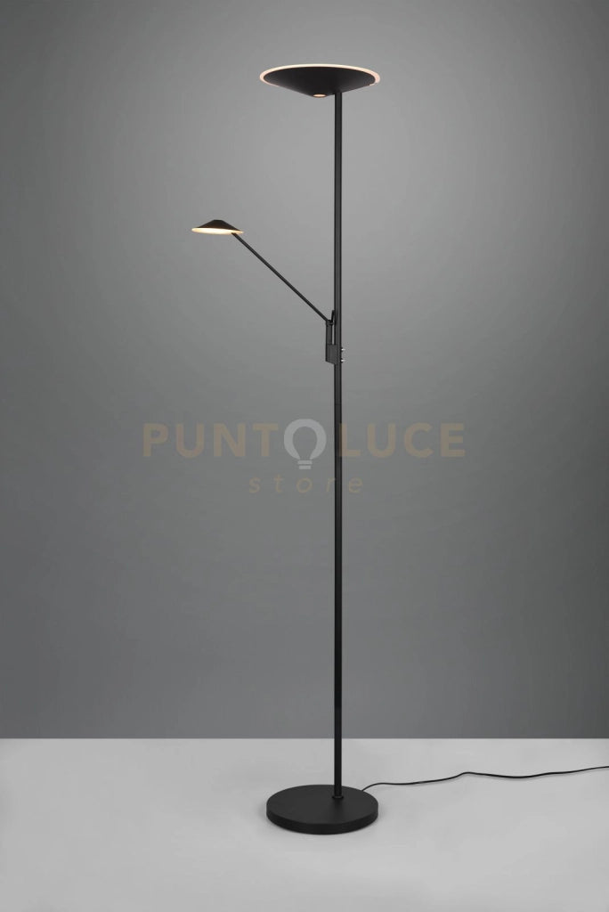 BRANTFORD PIANTANA LED 30W 3500lm- 6,5W 650lm, 2700+3200+4000K METALLO NERO CON LUCE DA LETTURA CON INTERRUTTORI TOUCH DIMMERABILE H. 180CM