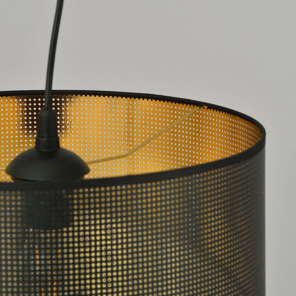 Lampada a sospensione ASTON in acciaio nero e oro