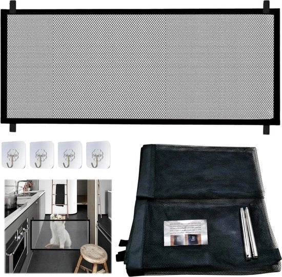 Trappino per cani senza foratura - Reticolo di protezione per porte per bambini - Porta cani per scale e porte - Adatto per interni ed esterni - 110 x 78 cm Trappino per cani