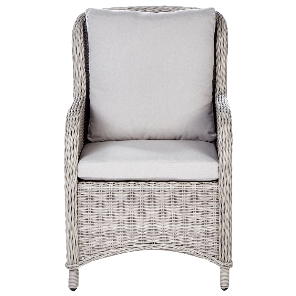Set di 2 sedie da giardino beige rattan sintetico con cuscini da esterno moderno