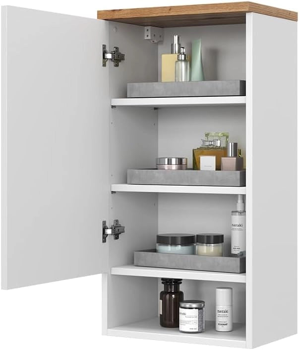 Mobile bagno Eden, Bianco lucido, 40 x 77.5 cm con 4 scomparti, per montaggio a parete con suddivisione interna variabile