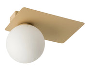 Plafoniera Argon oro rettangolare con sfera vetro G9