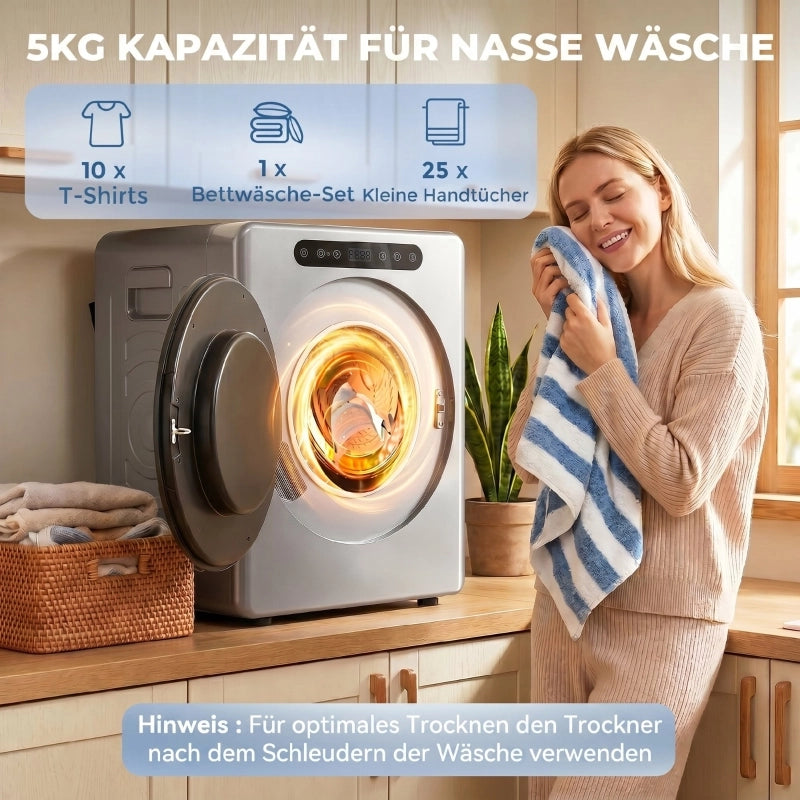 ASCIUGATRICE A VENTILAZIONE 5 kg 1000 W 49x43x61 cm Argento