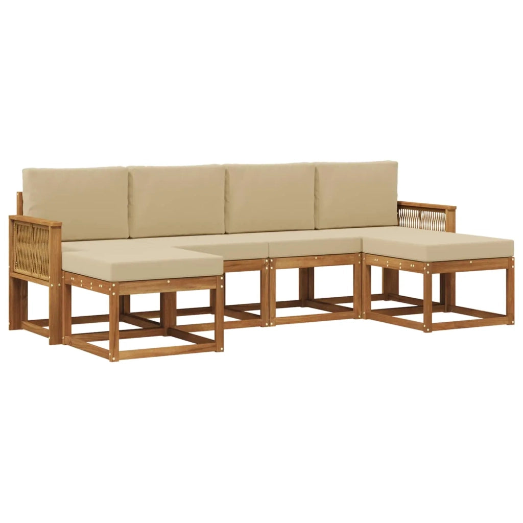 Set di divani da esterno 6 pz Naturale e Beige Poliestere 3385439