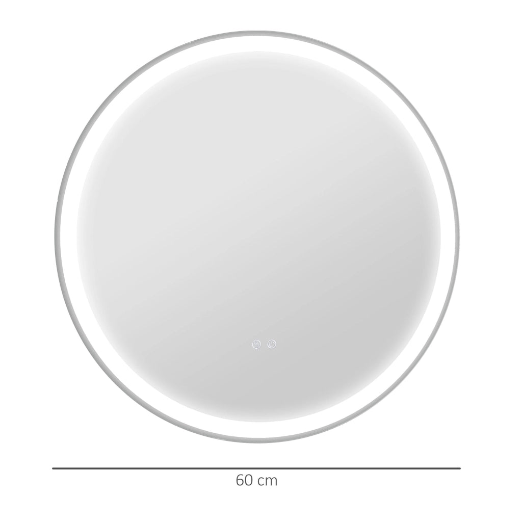 Specchio da bagno LED rotondo sospeso ¨C zephmum ¨C bianco argento 60x30x