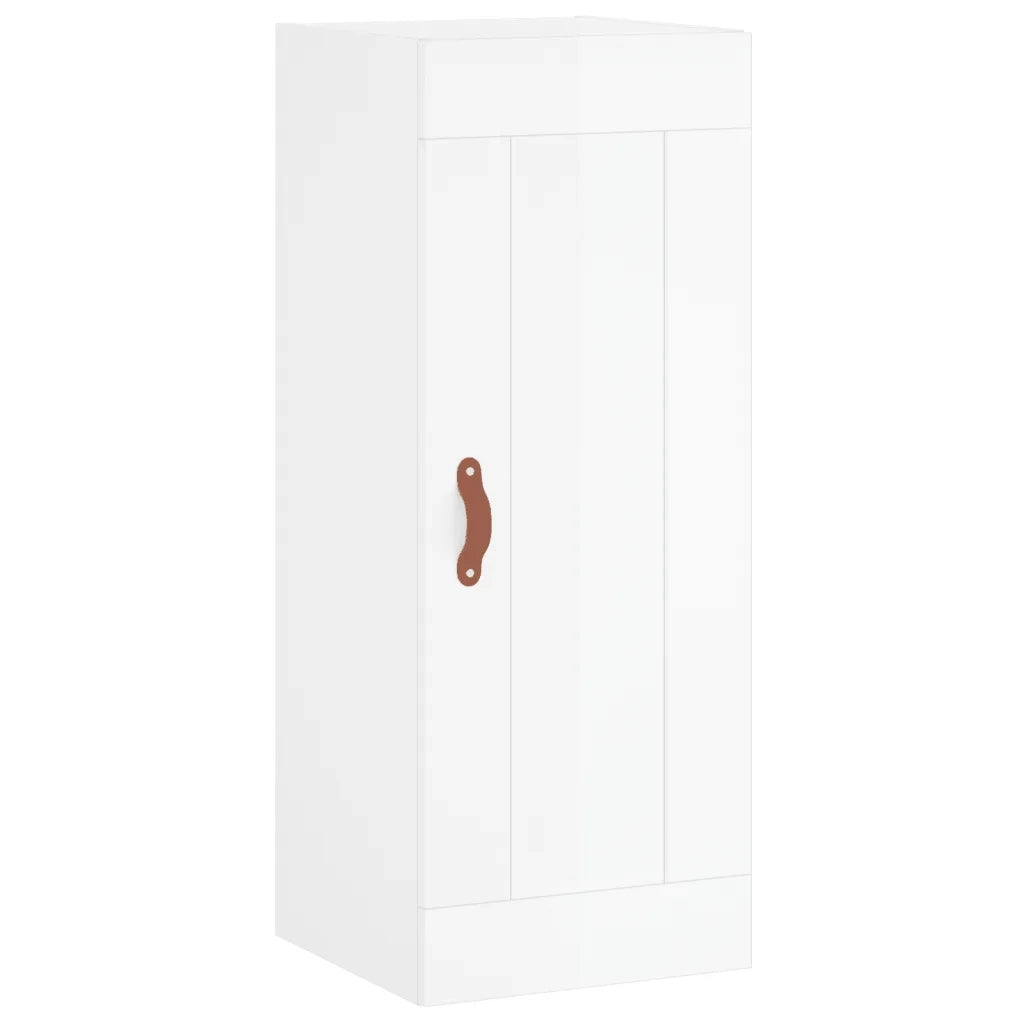 Credenza-Buffet-Armadio da cucina 34,5x34x180 cm in Legno Multistrato Bianco Lucido 685993