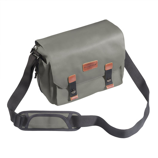 Mantona borsa fotografica Milano grande (borsa universale alla moda per fotocamere reflex digitali e fotocamere a sistema più accessori, vintage, interno grigio) grigio 21648