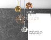 SOSP. OTTONE SAT. RETTANGOLARE 5 LUCI VETRI (1 GRANDE TR+1 MEDIO AM +3 PICCOLO(1X RA+1X CR+1 X OR) 1155OS-S5 RMIX-MC