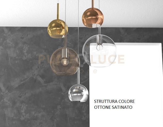 SOSP. OTTONE SAT. RETTANGOLARE 5 LUCI VETRI (1 GRANDE TR+1 MEDIO AM +3 PICCOLO(1X RA+1X CR+1 X OR) 1155OS-S5 RMIX-MC