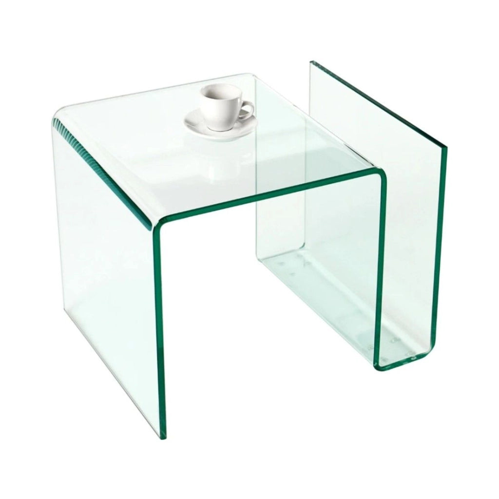 Tavolino basso HOLOW in vetro temperato – Tavolino basso design asimmetrico trasparente