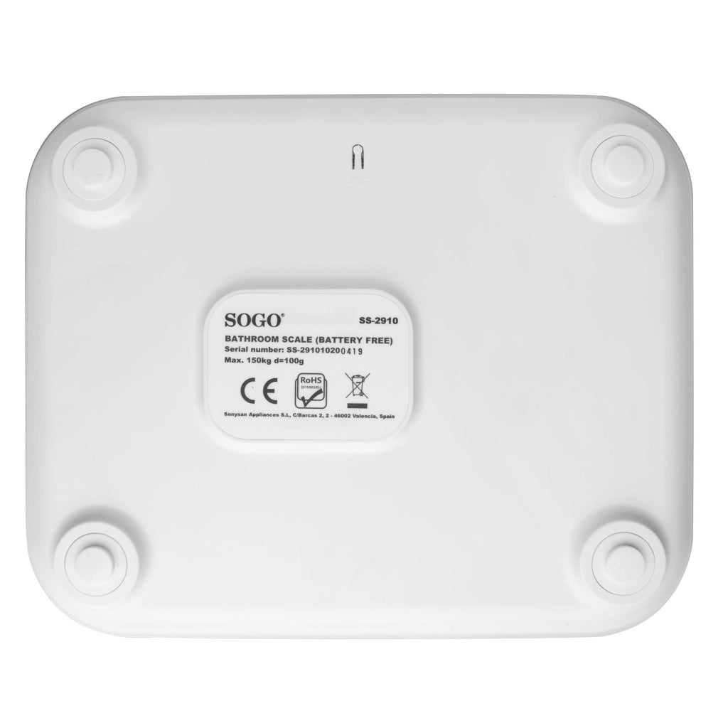 Bilancia pesapersone digitale senza batterie, tecnologia autoricaricabile, display LCD 150kg bagno - SOGO