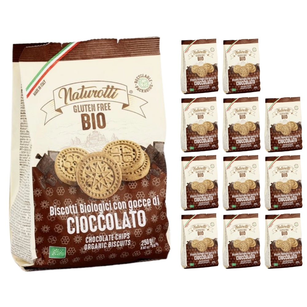 Pasta natura biscotti naturotti con gocce di cioccolato 12 confezioni da 250 grammi