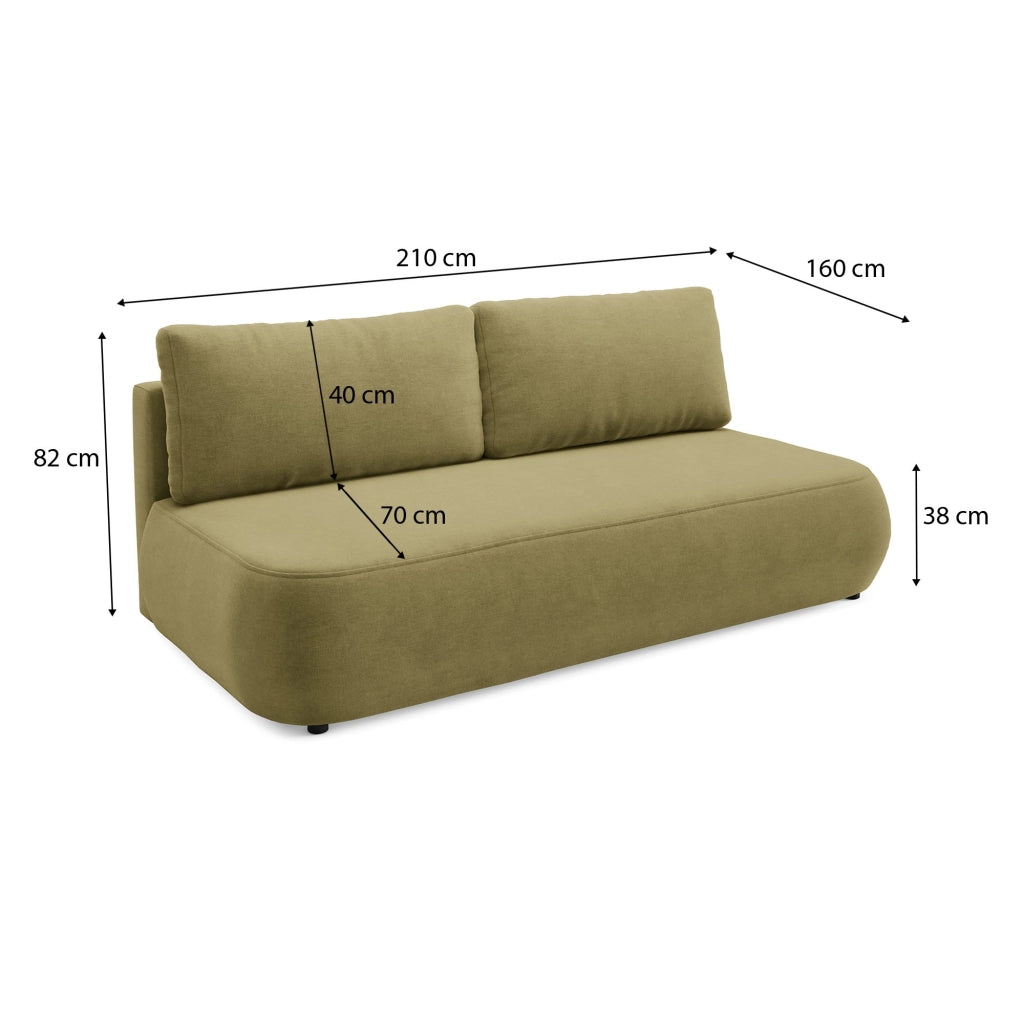 Brugnato, Divano Letto 2 Posti Contenitore, 210x106 cm Verde Chiaro