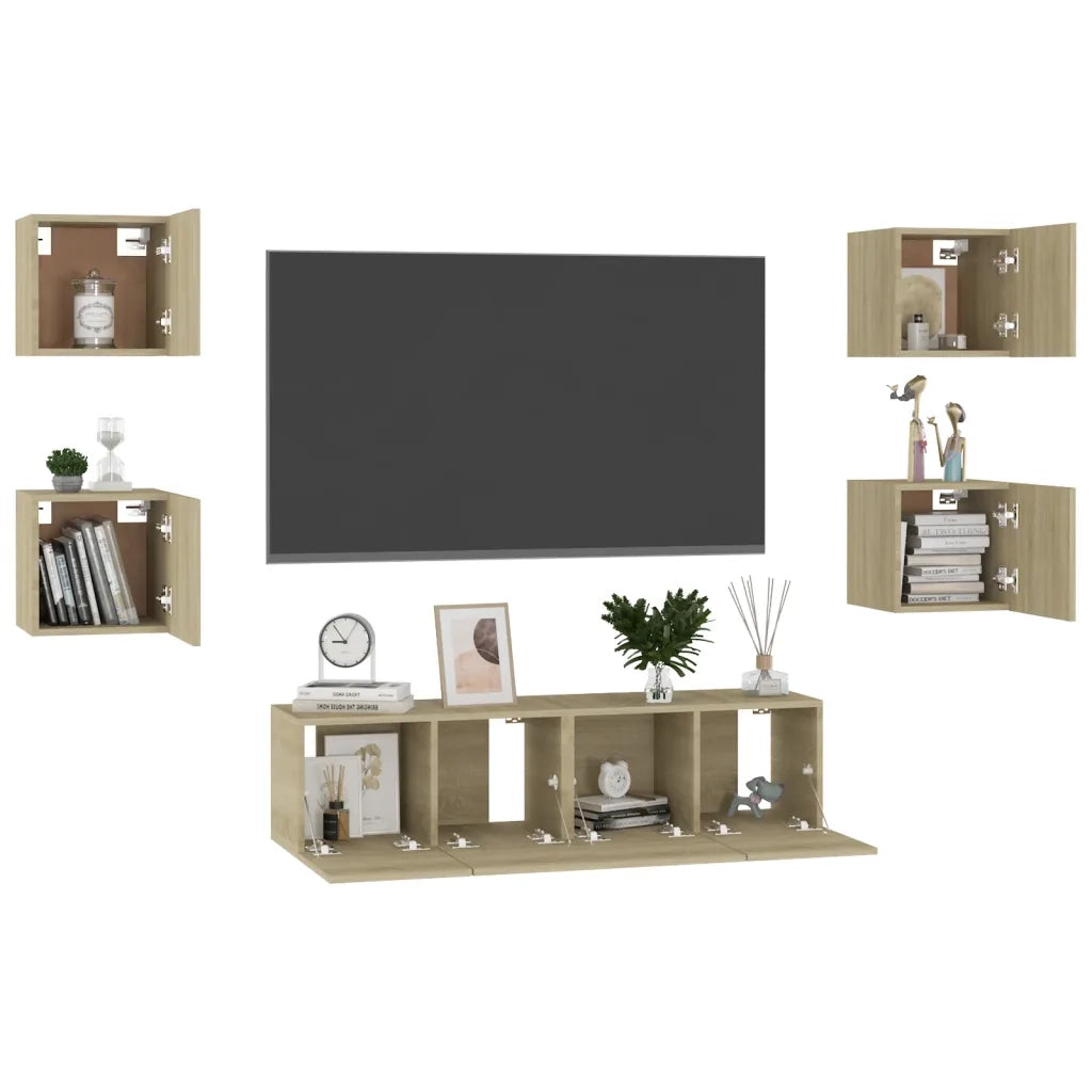 Set di Mobili Porta TV 6 pz | Armadietto TV | Mobile Porta TV Rovere Sonoma in Legno Multistrato