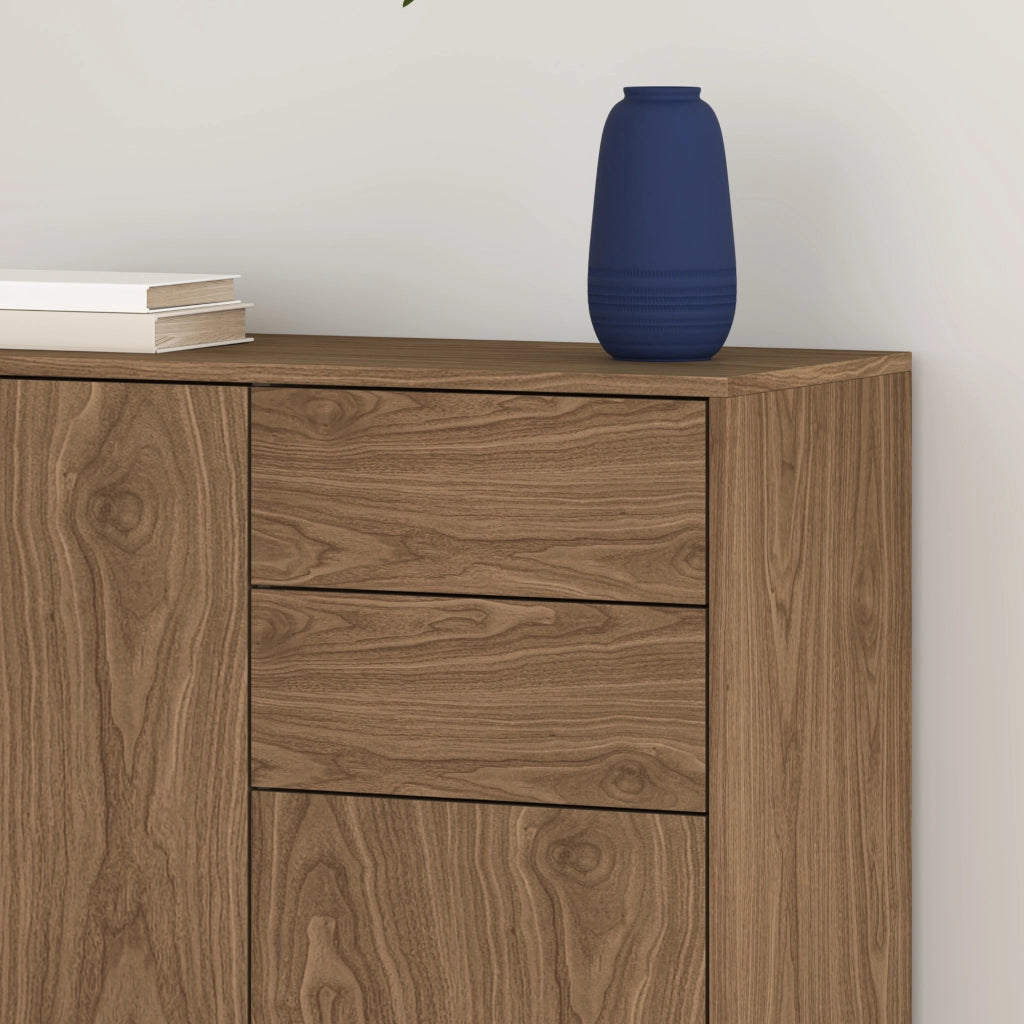 Comò Paarl con 2 Ante e 2 Cassetti 74x79x36 cm - Effetto Noce [en.casa]