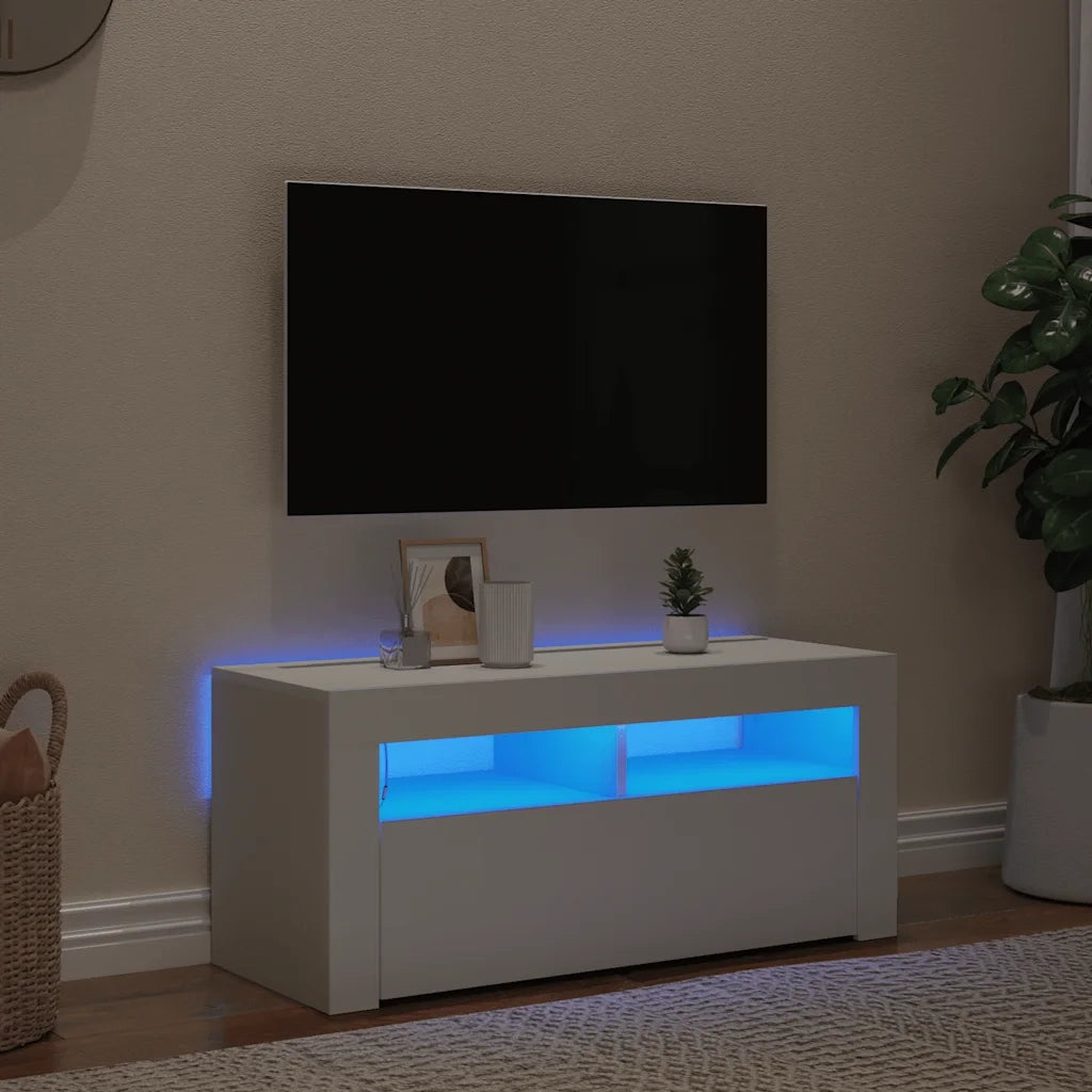 Mobile Porta TV con Luci LED Bianco 90x35x40 cm 804319