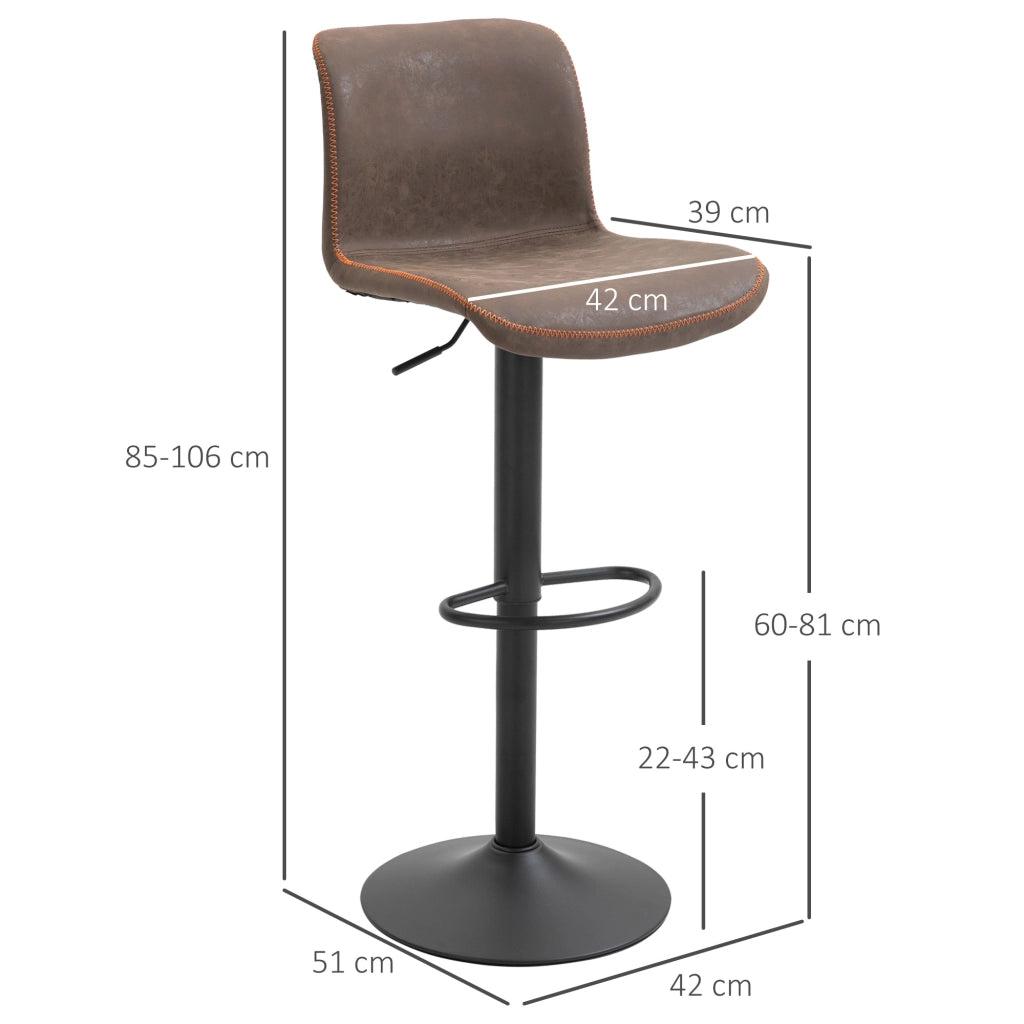Sgabelli da Bar Vintage 2 Pezzi Regolabili Girevoli con Poggiapiedi ¨C zephmum ¨C Marrone Pelle Effetto Cuoio