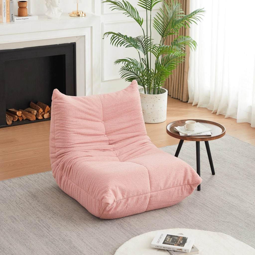 Poltrona lounge modulare rosa in ciniglia con schiuma elastica
