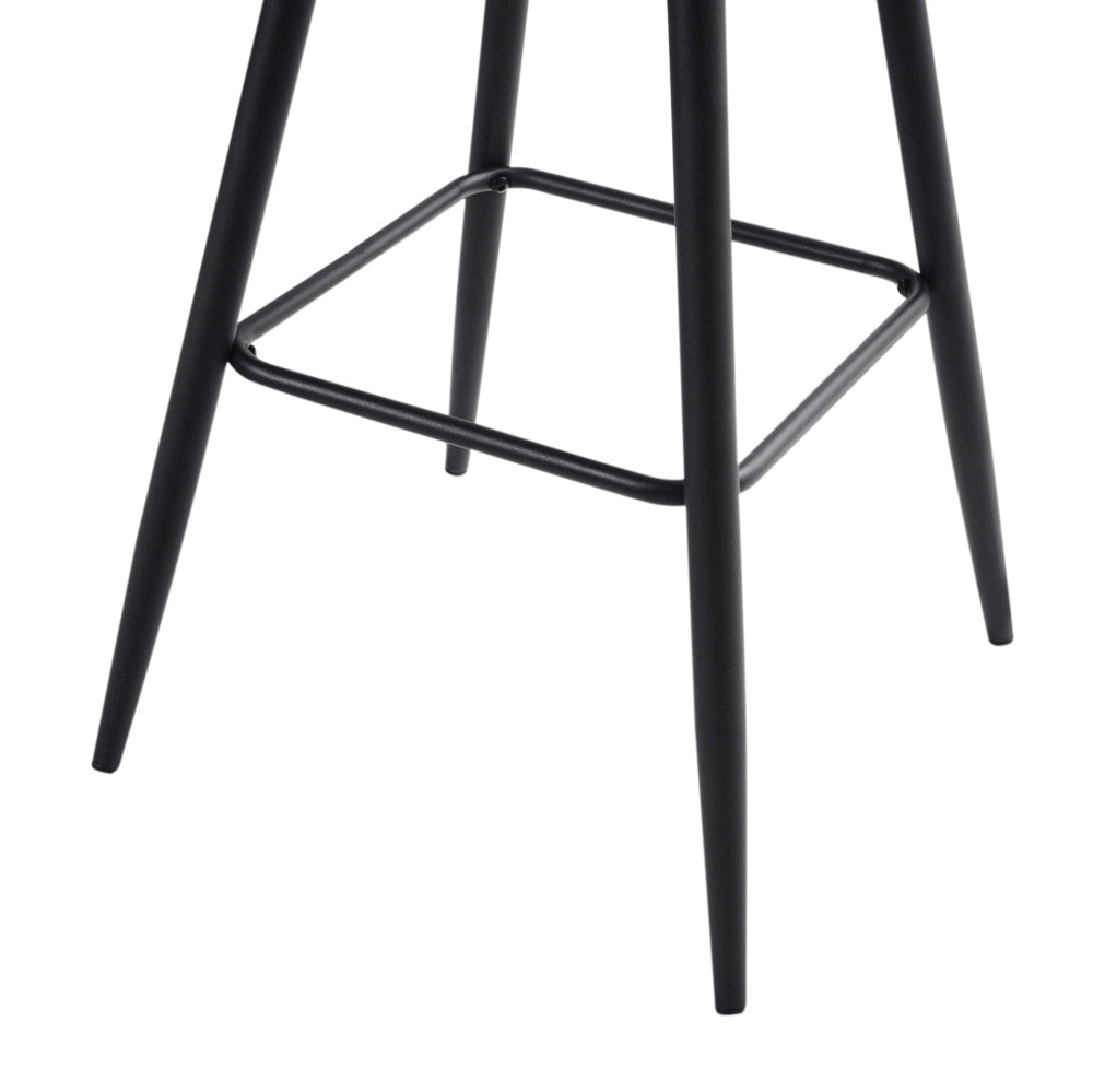 Set di 2 sgabelli da bar in tessuto bouclè tortora con seduta imbottita e gambe in metallo stile moderno soggiorno