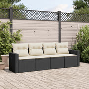 Salotto da Giardino-Set Divani da Giardino 4 pz con Cuscini Nero in Polyrattan 779827