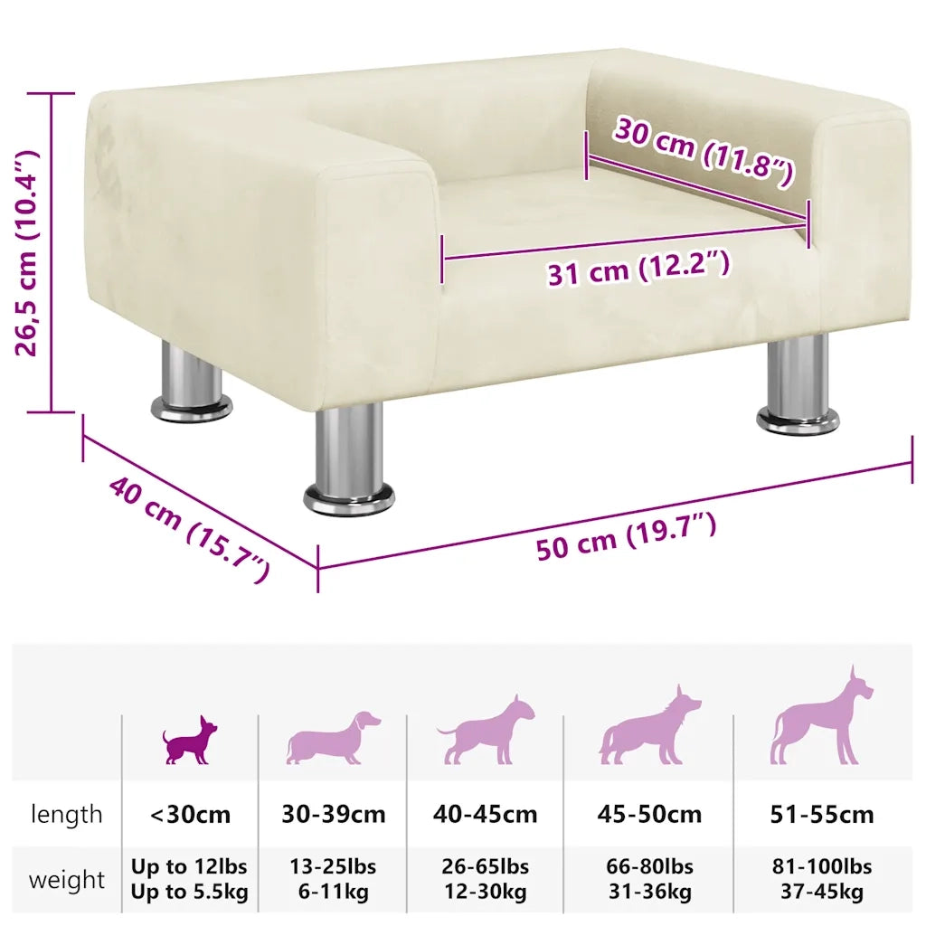Lettino per Cani Crema 50x40x26,5 cm in Velluto 171931
